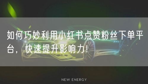 如何巧妙利用小红书点赞粉丝下单平台，快速提升影响力！