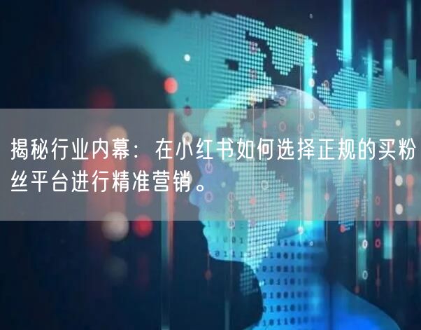 揭秘行业内幕：在小红书如何选择正规的买粉丝平台进行精准营销。