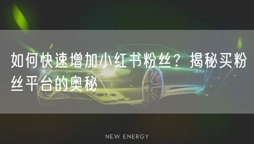 如何快速增加小红书粉丝？揭秘买粉丝平台的奥秘