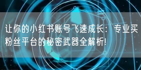 让你的小红书账号飞速成长：专业买粉丝平台的秘密武器全解析!