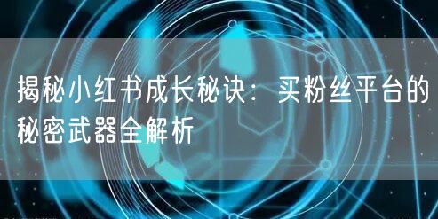 揭秘小红书成长秘诀：买粉丝平台的秘密武器全解析