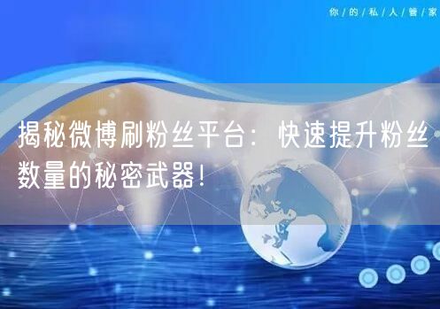揭秘微博刷粉丝平台：快速提升粉丝数量的秘密武器！