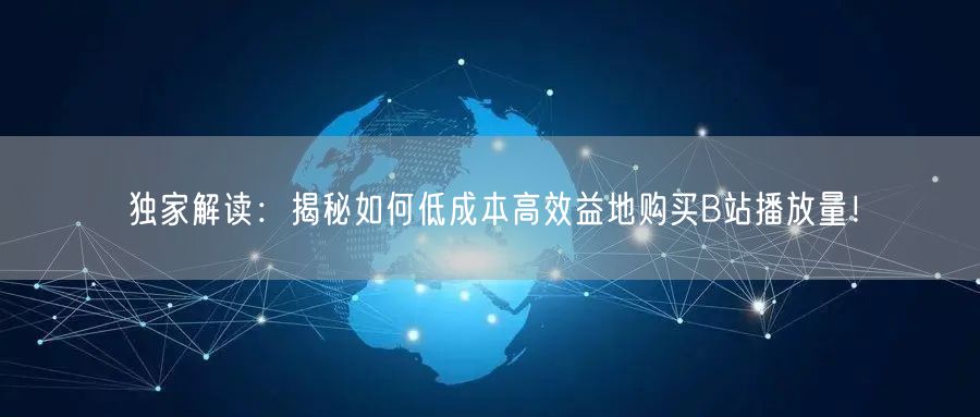 独家解读：揭秘如何低成本高效益地购买B站播放量！
