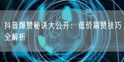 抖音爆赞秘诀大公开：低价刷赞技巧全解析