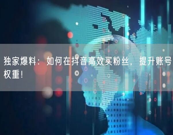 独家爆料：如何在抖音高效买粉丝，提升账号权重！