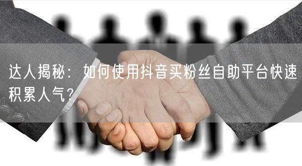 达人揭秘：如何使用抖音买粉丝自助平台快速积累人气？
