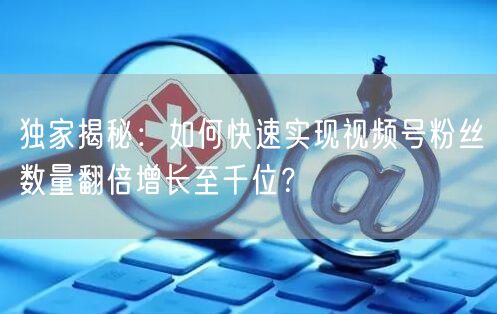 独家揭秘：如何快速实现视频号粉丝数量翻倍增长至千位？