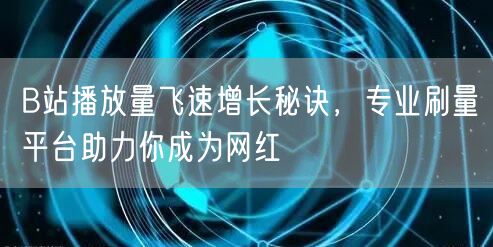 B站播放量飞速增长秘诀，专业刷量平台助力你成为网红