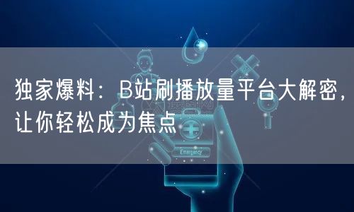 独家爆料：B站刷播放量平台大解密，让你轻松成为焦点