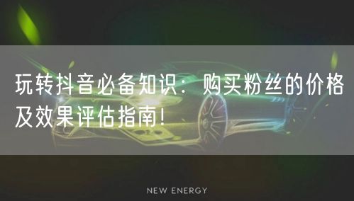 玩转抖音必备知识：购买粉丝的价格及效果评估指南！