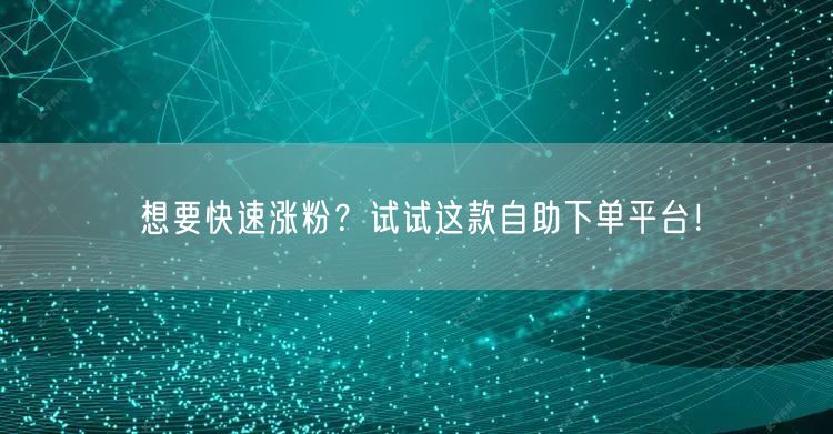 想要快速涨粉？试试这款自助下单平台！