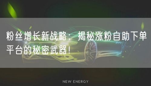 粉丝增长新战略：揭秘涨粉自助下单平台的秘密武器！