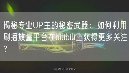 揭秘专业UP主的秘密武器：如何利用刷播放量平台在bilibili上获得更多关注？