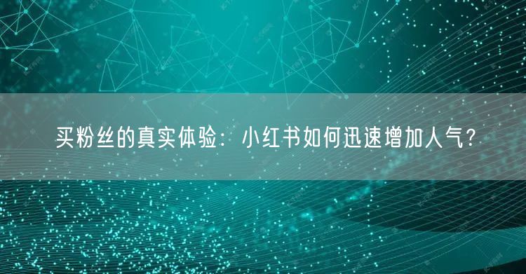 买粉丝的真实体验：小红书如何迅速增加人气？