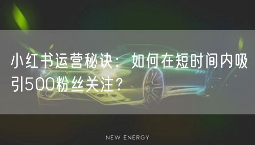 小红书运营秘诀：如何在短时间内吸引500粉丝关注？