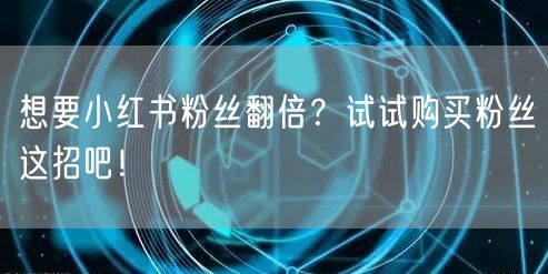 想要小红书粉丝翻倍？试试购买粉丝这招吧！