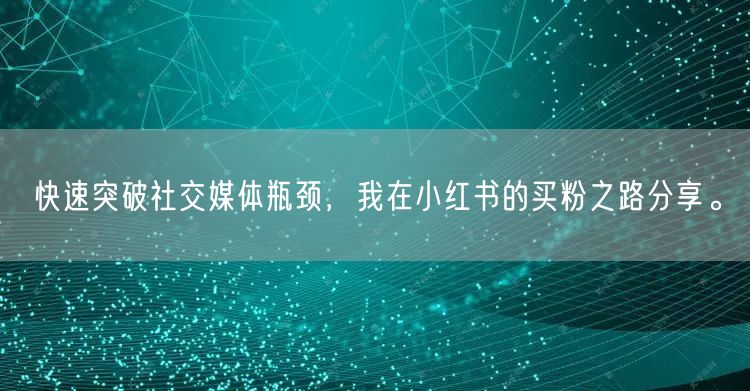 快速突破社交媒体瓶颈，我在小红书的买粉之路分享。