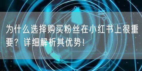 为什么选择购买粉丝在小红书上很重要？详细解析其优势！