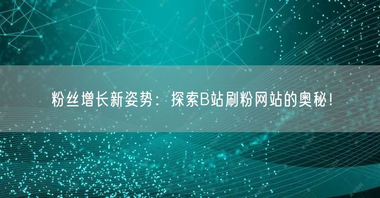 粉丝增长新姿势：探索B站刷粉网站的奥秘！