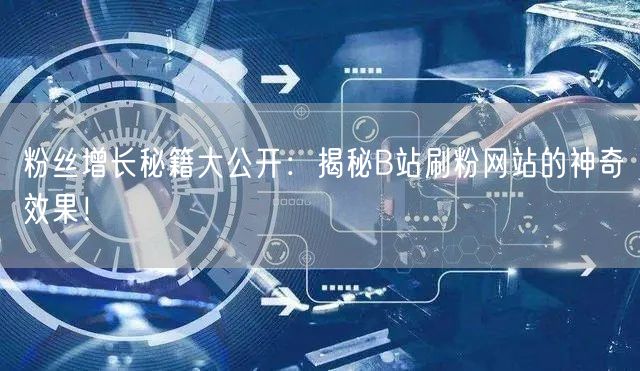 粉丝增长秘籍大公开：揭秘B站刷粉网站的神奇效果！