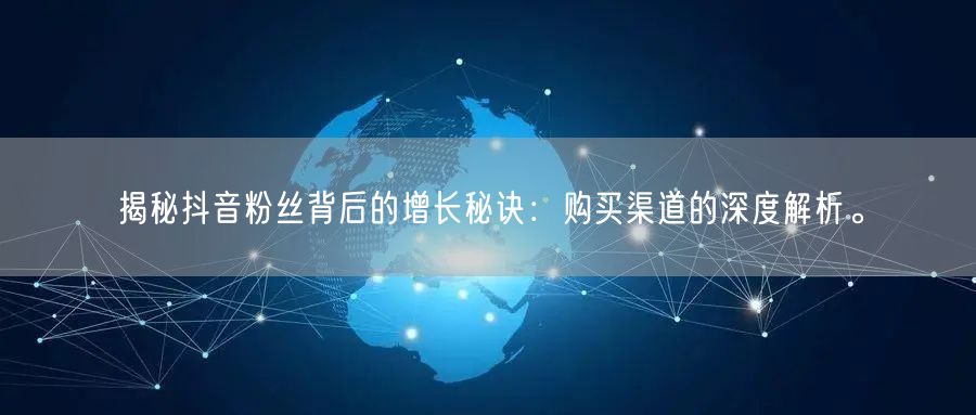 揭秘抖音粉丝背后的增长秘诀：购买渠道的深度解析。
