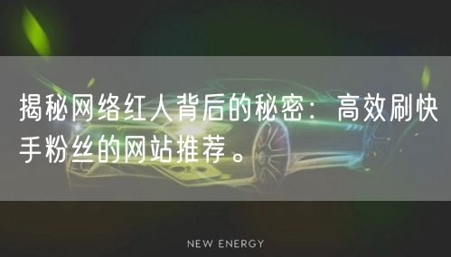 揭秘网络红人背后的秘密：高效刷快手粉丝的网站推荐。